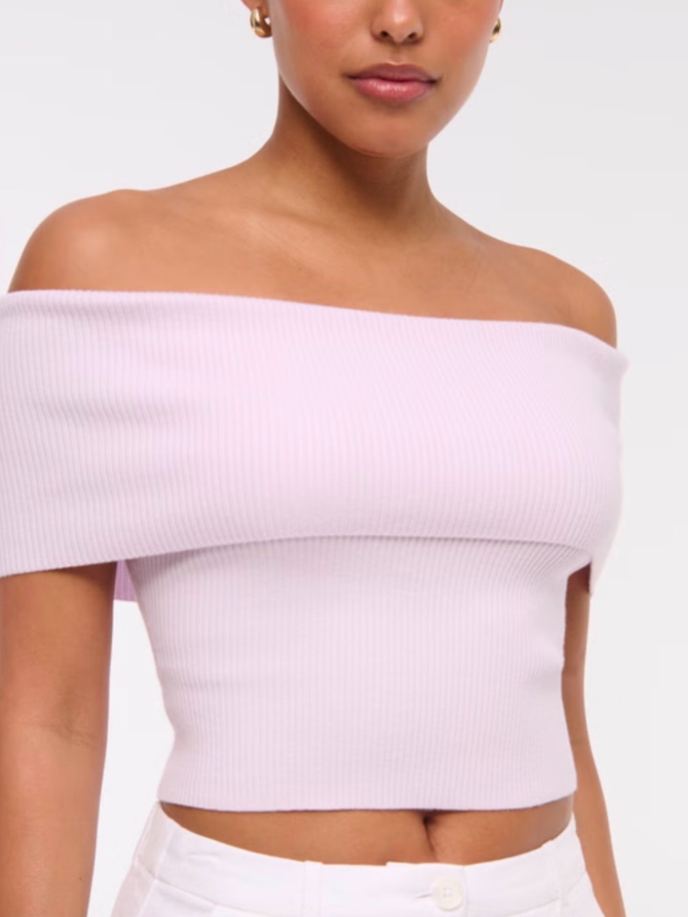 Abecrombie Ribbed Off-Shoulder Knit Tube Top - Light Pink XS